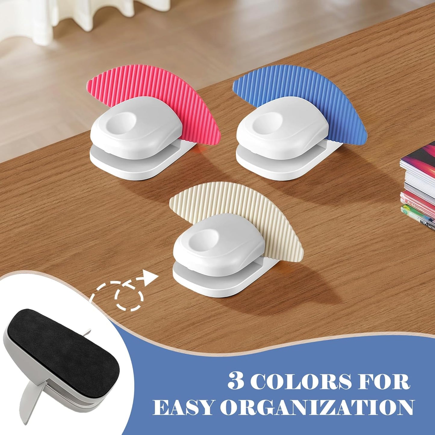 3 Pcs Paper Holder Stand for Typing – Non-Slip Desktop Document Holder with Anti-Slip Pads, Foldable Portable Copy Stand for A4 Paper, Office Reading & Writing (White, Blue, Red)