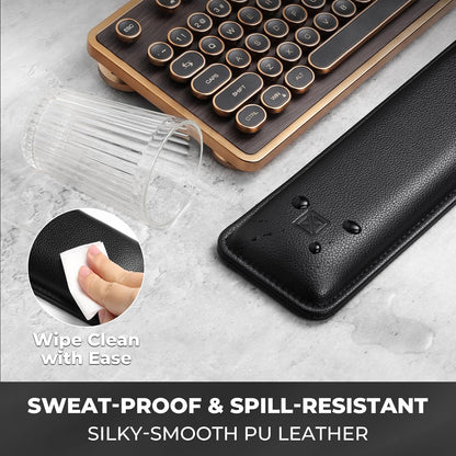 GLENCREAG Ergonomic Keyboard Wrist Rest - PU Leather Cushioned Support for Typing & Gaming, Comfortable Contoured Design for Wrist Pain Relief (Black)