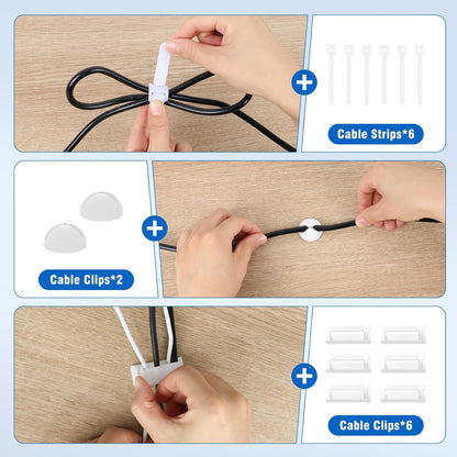 2 Pack No-Drill Under Desk Cable Management Tray 33.8 inch Large Wire Cord Organizers, Cable Management Under Desk for Home and Office No Damage Black