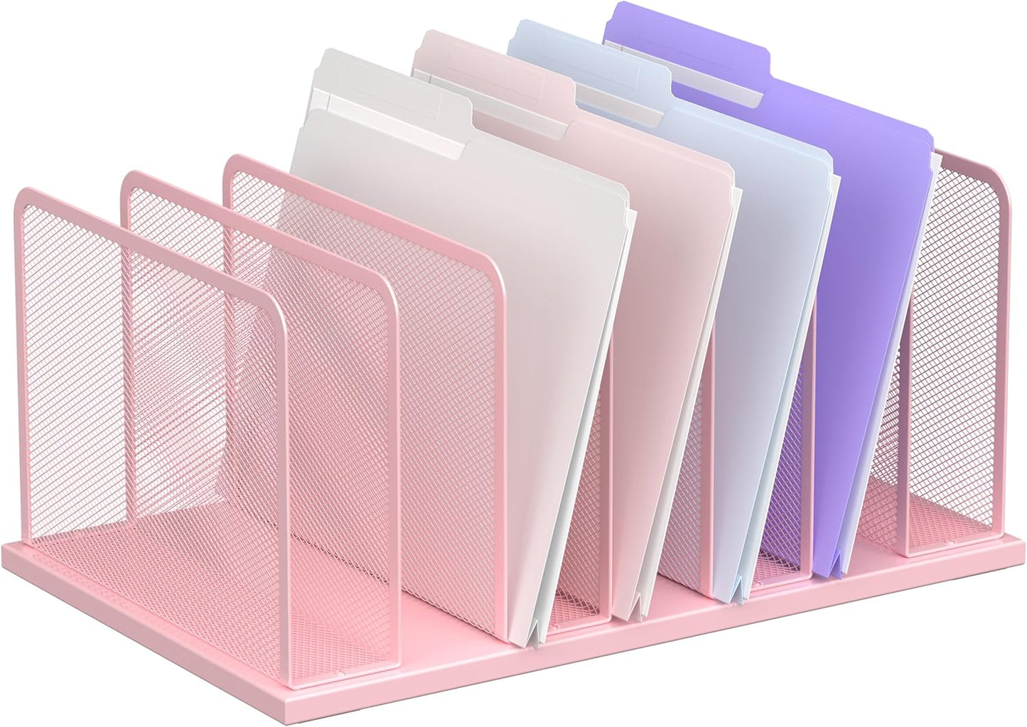 Kuntine.B Desk File Organizer 5 Sections Upright Mesh Desktop Organizer File Sorter Office Organization File Holder for Home, Office & Classroom