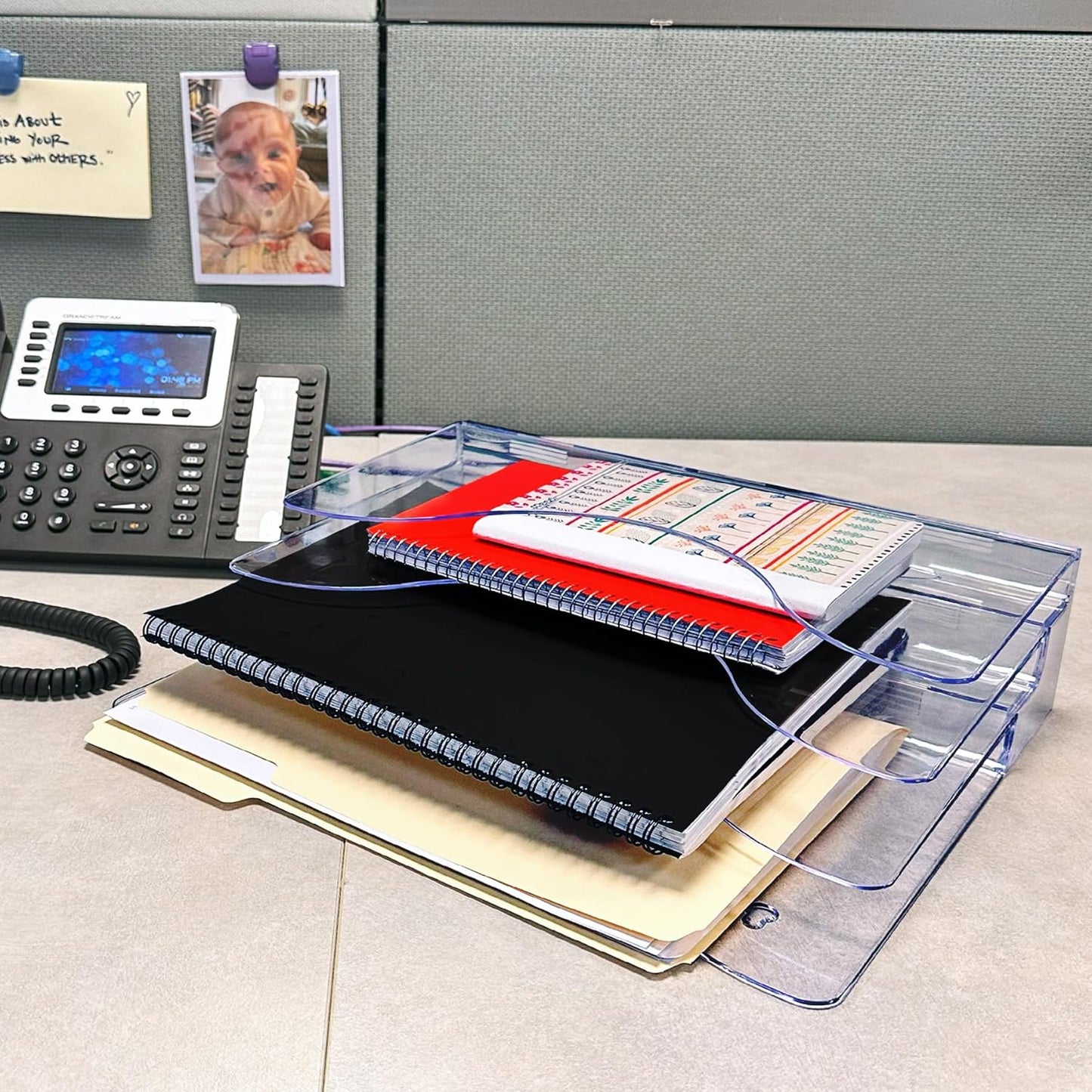 Azar Displays 250099 Three Tier File and Brochure Desktop Wall Organizer Holder with Dividers Brochure Display Stand Acrylic Holder, Fits 8.5" x 11" Files, Clear, 1 Pack