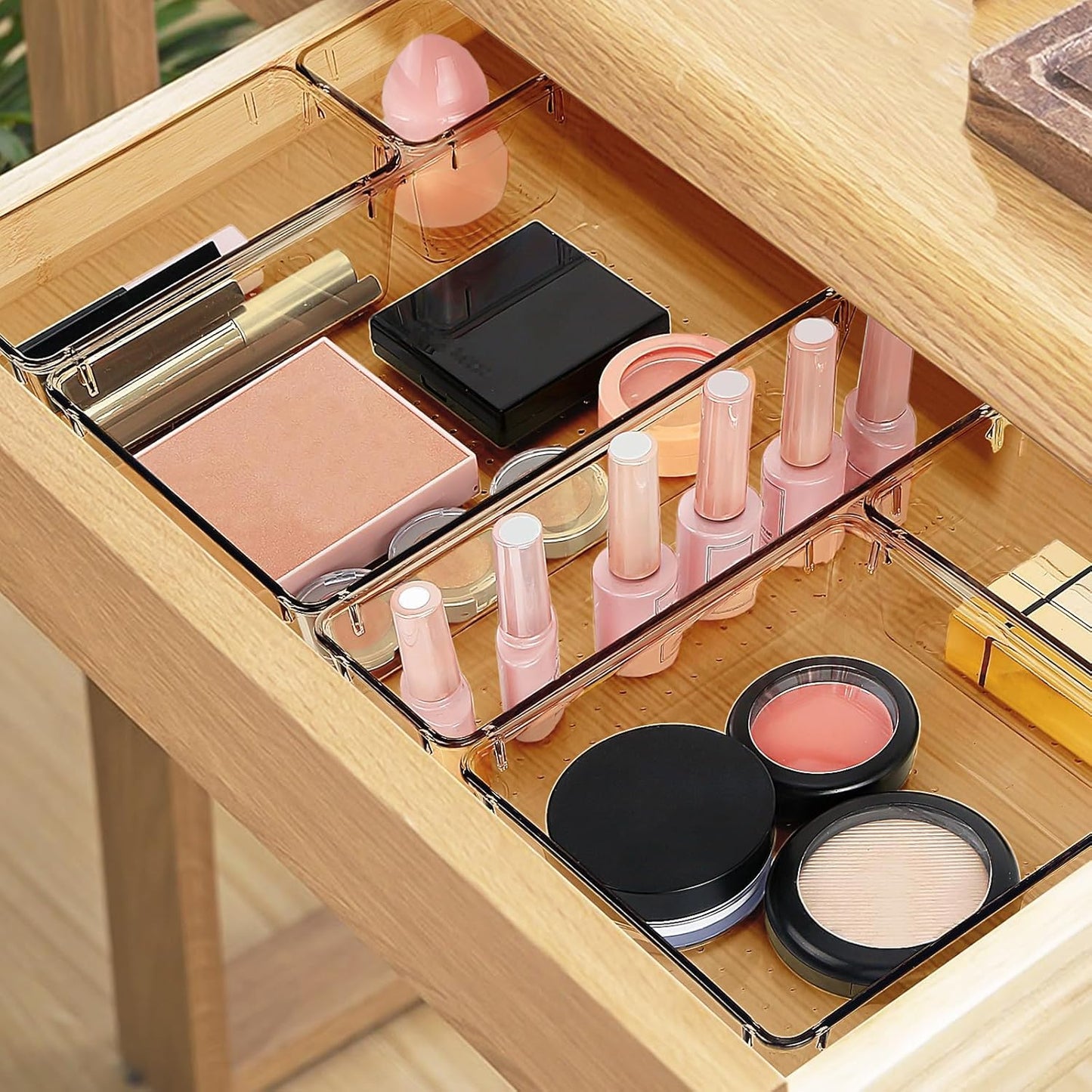 StorMiracle 16 PCS Drawer Organizer Set, 5 Varied Size Bathroom and kitchen Drawer cabinet organizer Trays, Clear Storage Bins for Makeup, Jewelry, Utensils and Gadgets