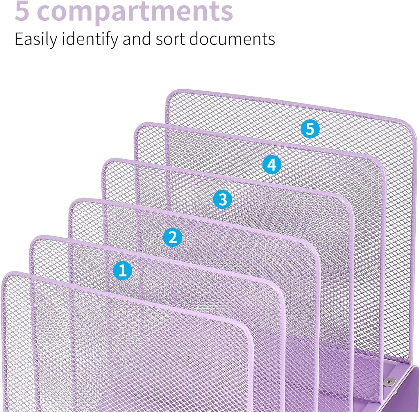 LEKETREE File Organizer for Desk, File Folder Organizer with 5-Section Vertical Rack, Suitable for Home Office Document Organization and Storage(Black)