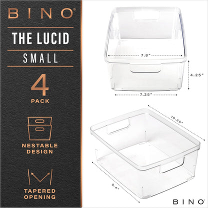 BINO | Plastic Storage Bins, X-Small - 5 Pack | THE LUCID COLLECTION | Multi-Use Built-In Handles BPA-Free Clear Storage Containers | Fridge Organizer | Pantry & Home Organization
