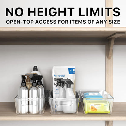 Simple Houseware 4 Pcs Kitchen Clear Bin Storage Organizer, 15" x 8" x 3.75"