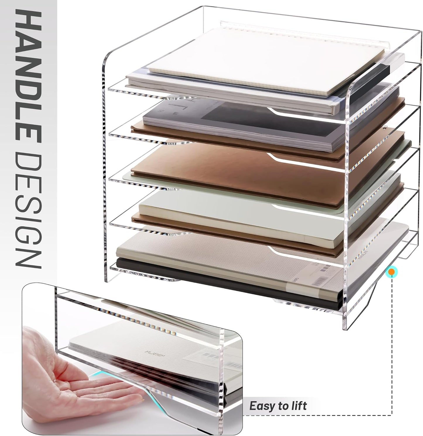 SANRUI Paper Organizer for Desk,Acrylic Stackable Letter Tray, Clear Desk Organizer, Paper Sorter for Office,Home or School,2-Pack