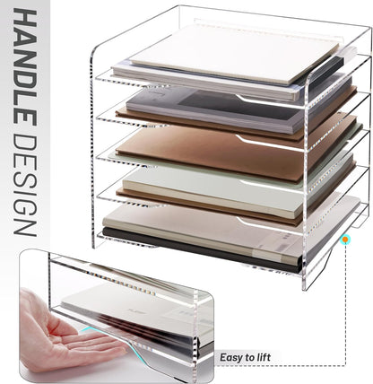 SANRUI Paper Organizer for Desk,Acrylic Stackable Letter Tray, Clear Desk Organizer, Paper Sorter for Office,Home or School,2-Pack