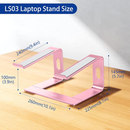 BESIGN LS03 Aluminum Laptop Stand, Ergonomic Detachable Computer Stand, Notebook Riser, Laptop Mount Compatible with Air, Pro, Dell, HP, Lenovo More 10-15.6" Laptops, Silver