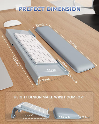 Laborio Computer Keyboard Wrist Rest Stand for Desktop, Keyboard Holder for Easy Typing with Wrist Pad for Office Desk, Home, School (Pink)