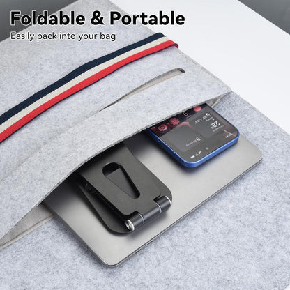 aceyoon Foldable Phone Stand for Desk, Fully Adjustable Cell Phone Holder with Anti-Slip Base, Compatible with iPhone 17/16/15/14/13/12/11 Pro Max & 4''-13'' Smartphones, Black
