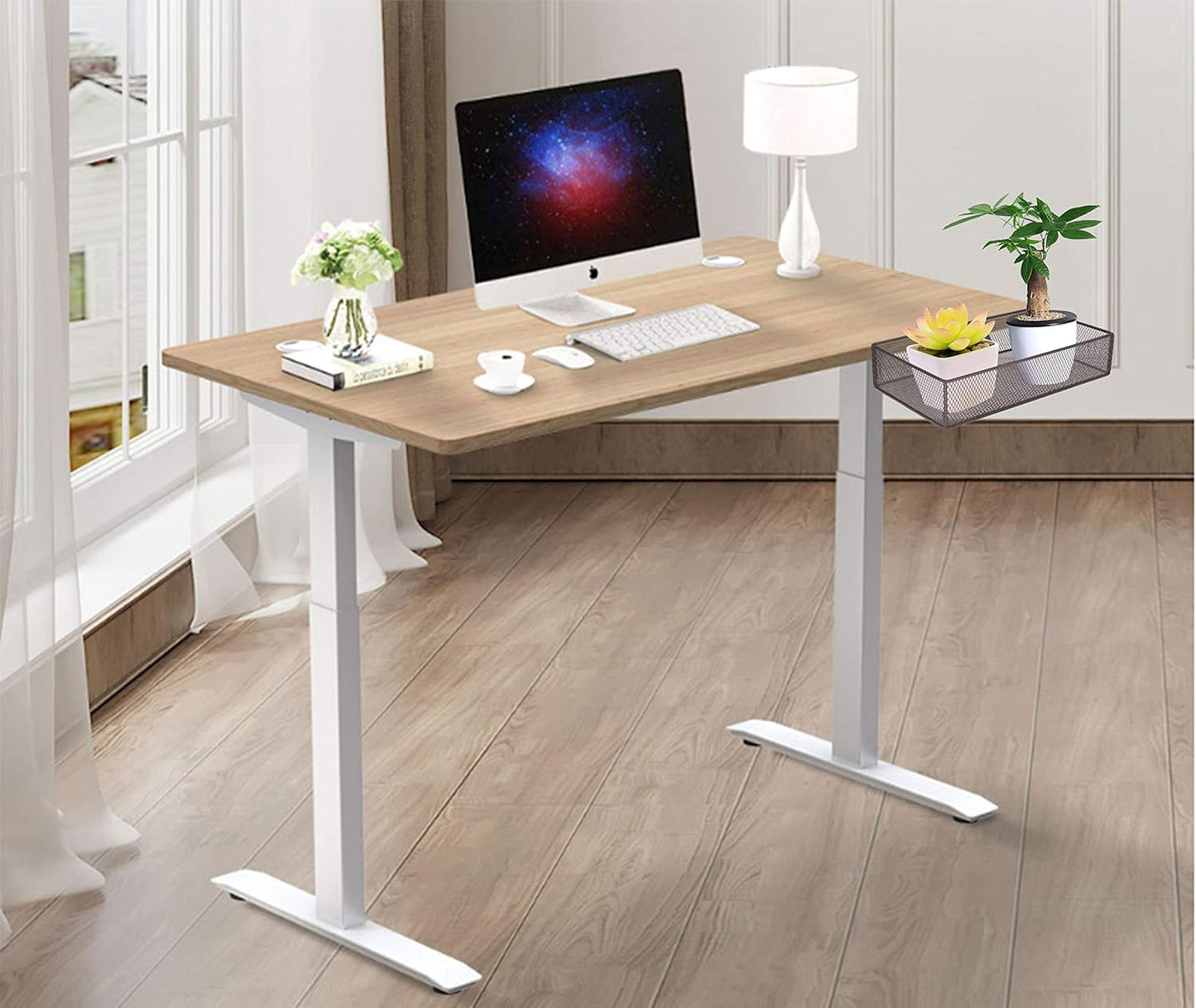 Under Desk Drawer Organizer - Clamp-On Above or Below Desk Mesh Drawer for Office Accessories, Storage Tray, and Desktop Organizer (White - Small)