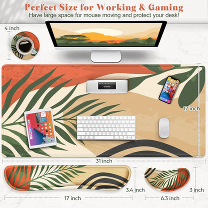 Gimars Upgrade Enlarge Silky and Superfine Fabric Gel Memory Foam Keyboard Wrist Rest Set, Ergonomic Keyboard Mouse Wrist Support for Typing Pain Relief, Comfort for Office, Gaming, Computer
