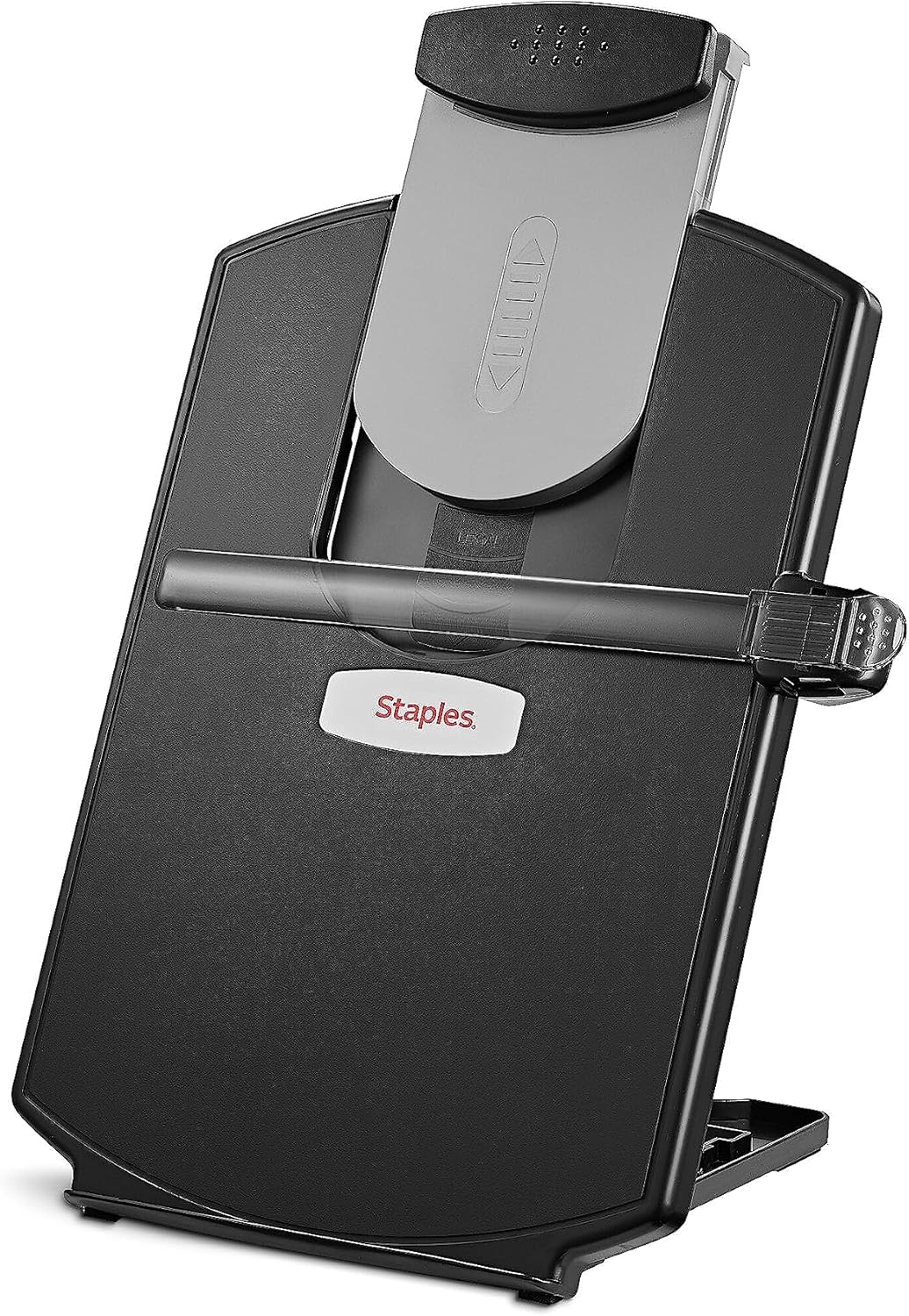 Staples Plastic Document Stand with Clip & Guide Bar, Black, Copy Holder for Desk, Adjustable Reading/Typing Paper Holder