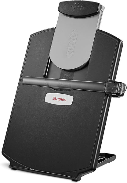 Staples Plastic Document Stand with Clip & Guide Bar, Black, Copy Holder for Desk, Adjustable Reading/Typing Paper Holder