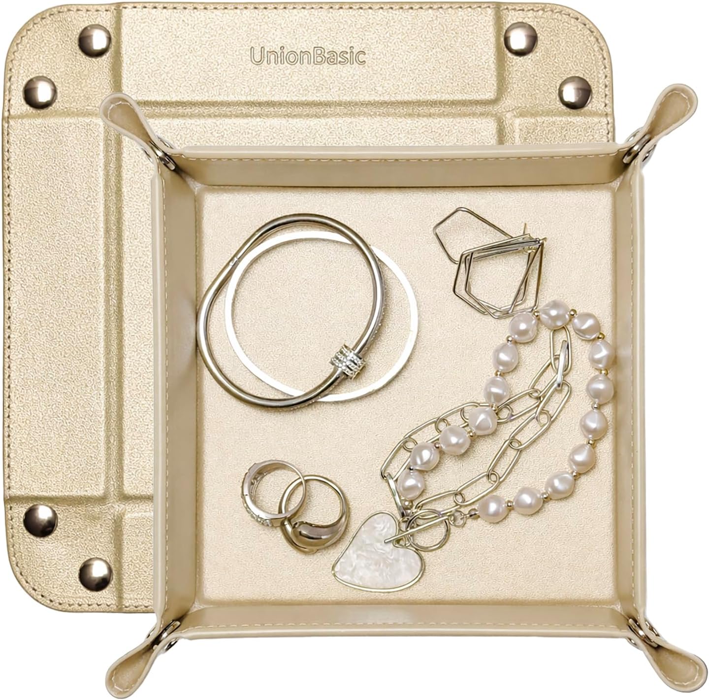 UnionBasic Medium Valet Tray, Jewelry Tray for Rings Watches Earrings, Entryway Catchall Caddy for Coins Keys Change, Nightstand Bedside Valet Holder, Trays for Electronic Gadgets, Candy Pink Plus - Colors A