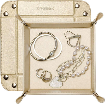 UnionBasic Medium Valet Tray, Jewelry Tray for Rings Watches Earrings, Entryway Catchall Caddy for Coins Keys Change, Nightstand Bedside Valet Holder, Trays for Electronic Gadgets, Candy Pink Plus - Colors A