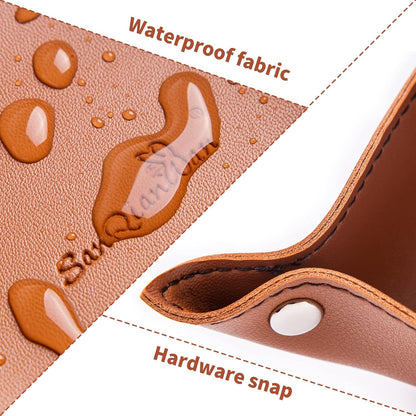 SANQIANWAN Leather Jewelry Valet Tray for Women and Man, Entryway Table Bedside Nightstand Desk Portable Small Catchall Travel Dish Plate for Key,Wallet,Watch,Phone,Coin(Pink-B)