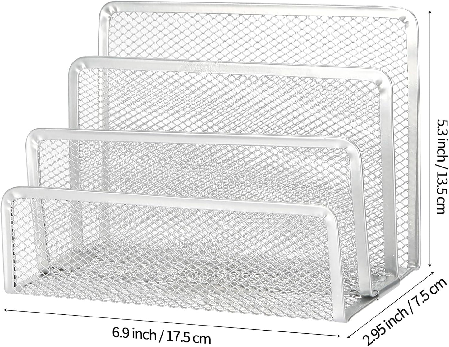 2 Pieces Desk Mail Organizer, Metal Mesh Small File Holders Letter Organizer, Bill/Document/Filing/Folders/Paper Organizer for Desktop (BLACK-2PCS)
