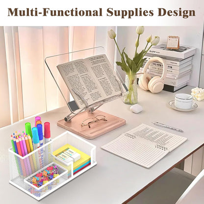 SUPEASY Pen Holder Desk Organizer, Office Supplies Pencil Holder with 3 Compartments, Desk Accessories and Workspace Organizers for Home School Classroom, Black