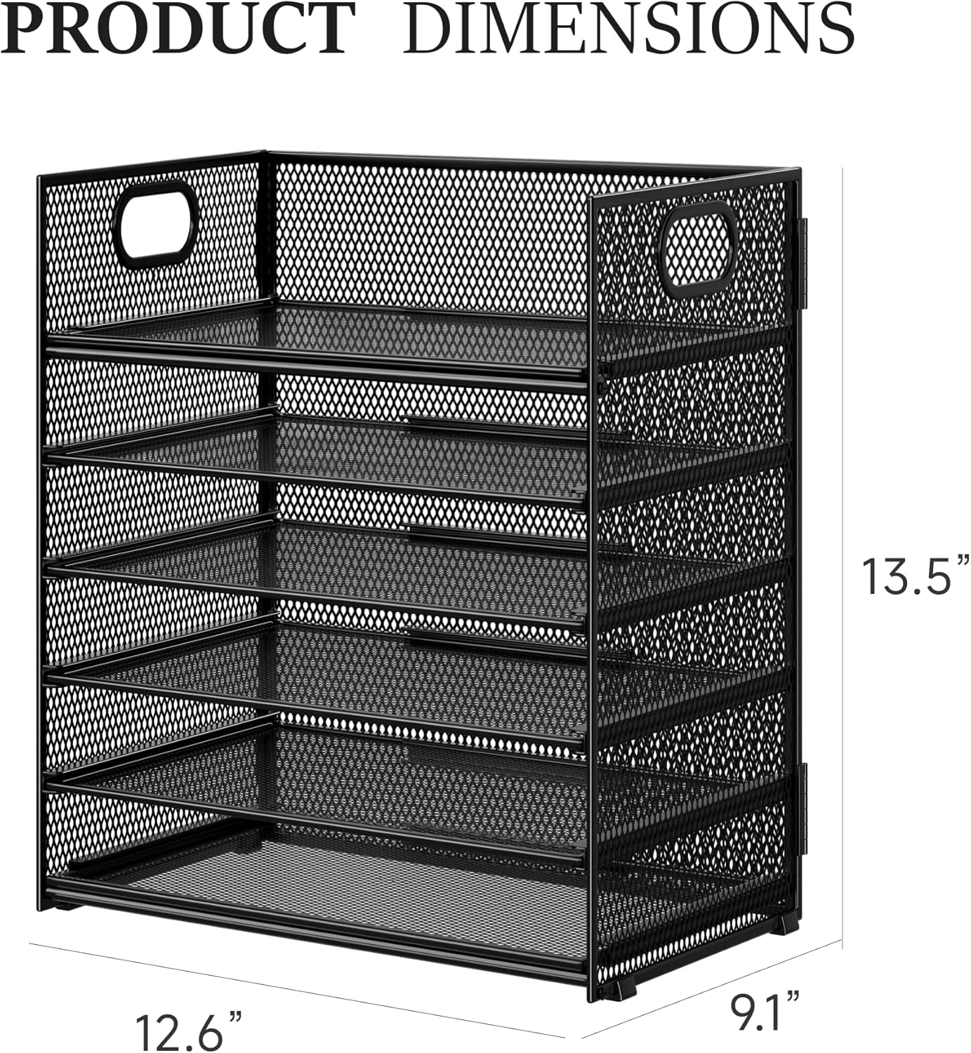 Subekyu 6 Tier Office File Paper Desk Tray Organizer with Handle, Stackable Slide Mesh Letter Tray Folder Blue Desk Organizer, Desktop Document Sorter for Classroom, Office, Home Supplies Storage