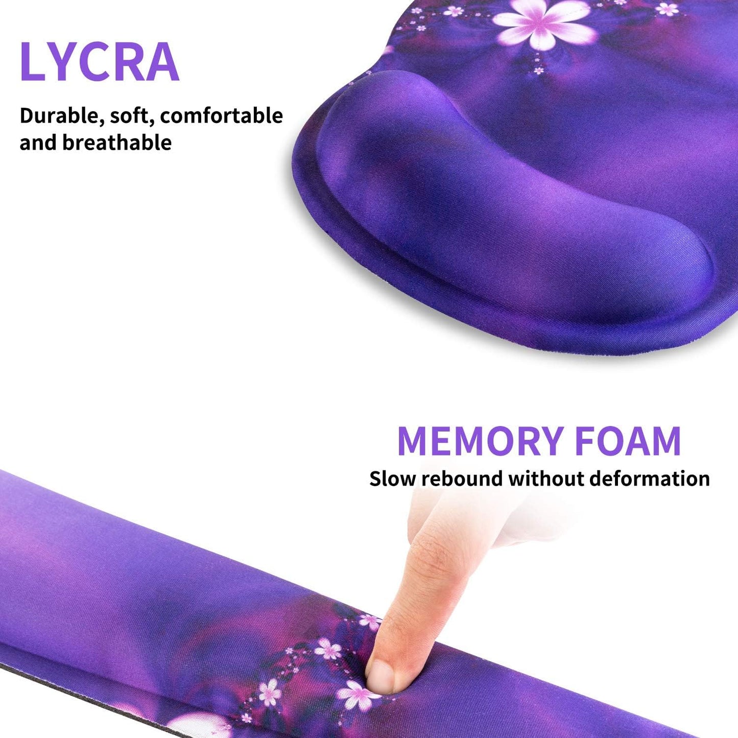 Ergonomic Keyboard Mouse Pad Wrist Rest Support Set for Laptop/Computer/Desktop,Memory Foam Hand Rest Wrist Cushion for Gaming/Office,Lightweight Comfortable & Pain Relief (Flowers)