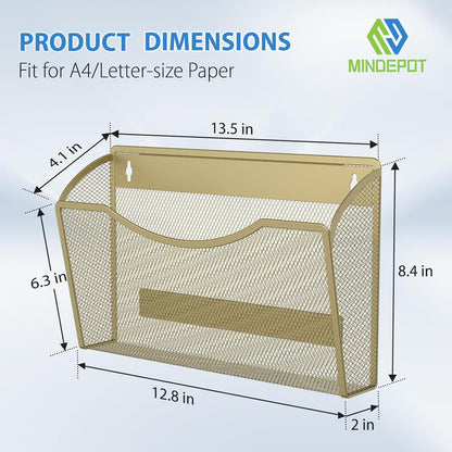 MINDEPOT Wall File Organizer,Hanging Wall Mounted File Folder Binder Holder Mail Organizer for Office,Home and School Supplies