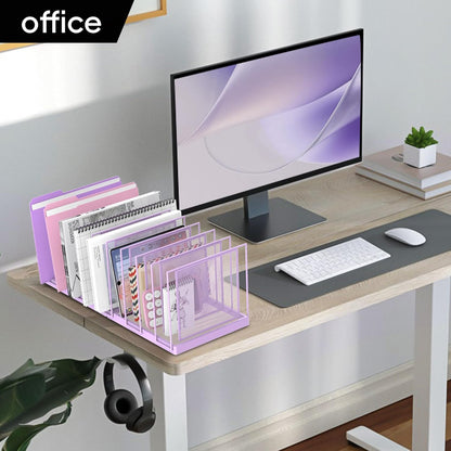 File Organizer for Desk, 5-Section Vertical File Sorter, Paper Holder Organizer Standing Metal File Folder for Office Home Classroom, Black