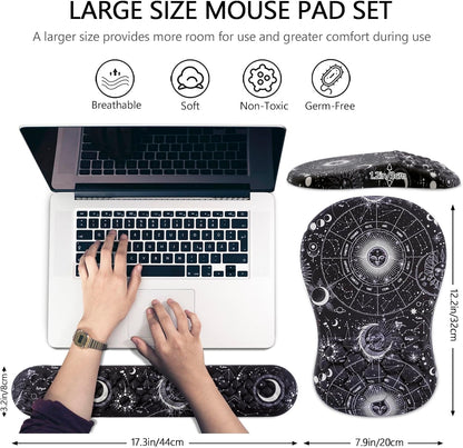 Mouse Pad Wrist Support, Laokiiy 2 in1 Keyboard Wrist Rest+ Ergonomic Mouse Pad, Non-Slip Wrist Rest for Computer Keyboard, Made Easy Typing & Relieve Wrist Pain（Banana Leaf Green）