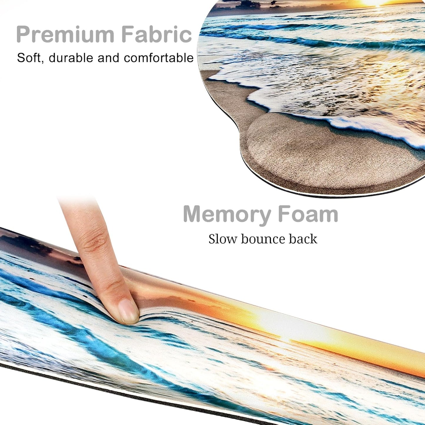 Ergonomic Mouse Pad with Wrist Rest and Keyboard Wrist Rest, Memory Foam Wrist Rest for Computer Keyboard, Easy Typing, Pain Relief, Mouse Pad Wrist Support for Gaming,Office, Laptop, Black Flower