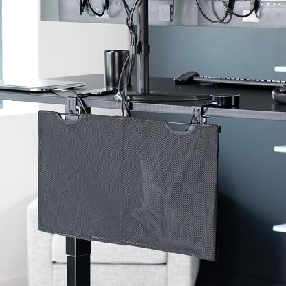 VIVO 48 Inch Clamp-on Privacy and Cable Management Organizer Sleeve, Wire Hider Kit Panel System, Desk Skirt, Black, DESK-SKIRT-48P