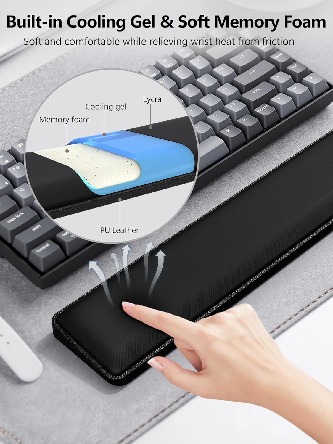 TopMade Upgraded Wider Wrist Rest Set, Soft Memory Foam Keyboard Hand Rest Pad, Computer Ergonomic Keyboard Mouse Wrist Support for Typing Pain Relief, Comfort for Office, Gaming, Study, Black