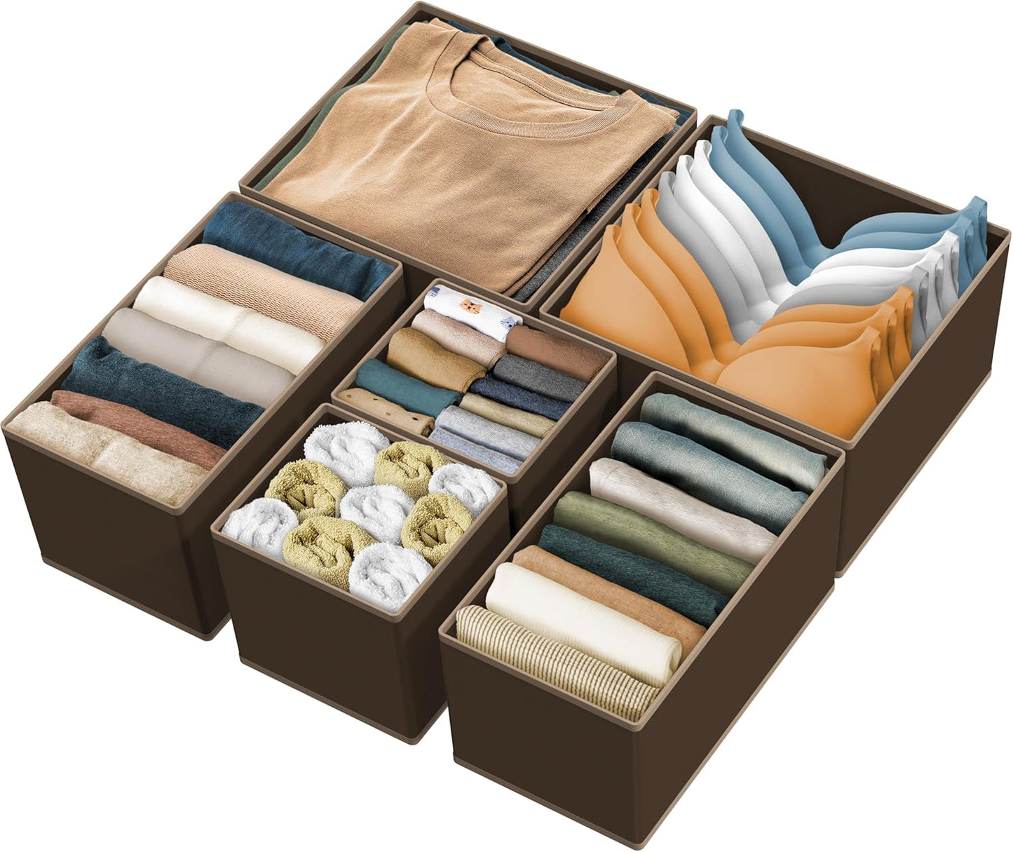 SIMPLE HOUSEWARE Foldable Drawer Organizer for Clothes/Underwear/Panty/Onesie Stocking Bin, Set of 12, Black