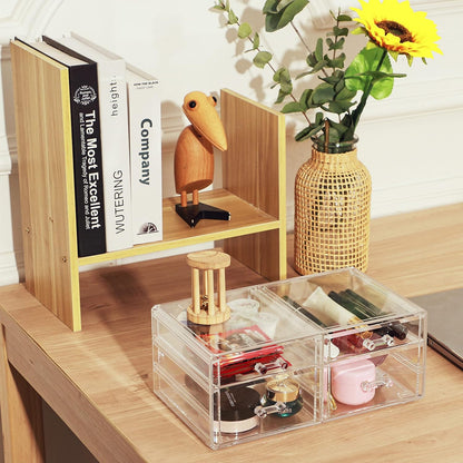 Cq acrylic 1 Pack Clear Stackable Storage Drawers for Vanity,Stackable 6 Drawers Desktop Organizer With Drawers,Cute Desk Storage for Office,Jewelry,Hair Clip,Beauty,Skincare and Make Up Organizers