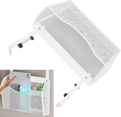 Asixxsix Under Desk Drawer, Desk Side Storage, Hanging Desk Organizer, Clamp On Desk Organizer, Mesh Metal Desk Drawer, Side Desk Organizer for Office and Home (White)