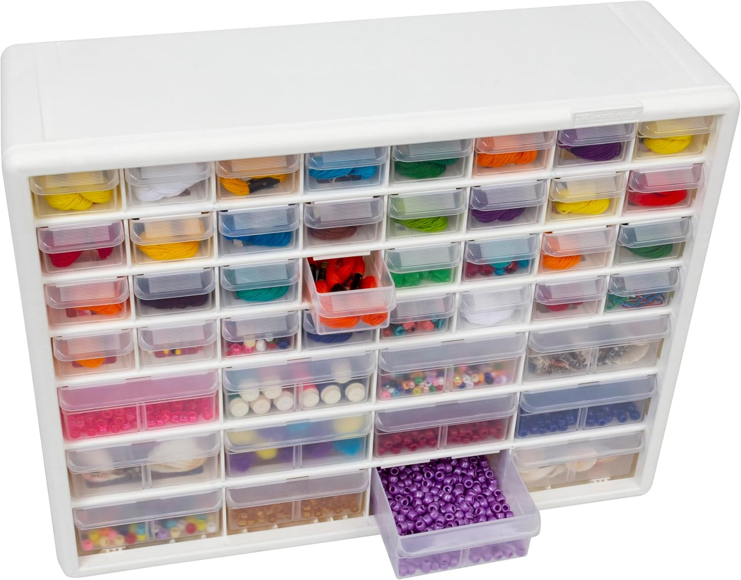 Akro-Mils 24-Drawer Plastic Drawer Storage Cabinet for Garage Organization, Bead Organizer, Building Bricks Storage, Teacher Toolbox, Makeup Organizer, 20" W x 6" D x 16" H, 10124 Black