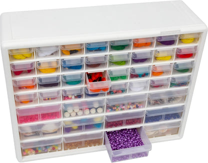 Akro-Mils 24-Drawer Plastic Drawer Storage Cabinet for Garage Organization, Bead Organizer, Building Bricks Storage, Teacher Toolbox, Makeup Organizer, 20" W x 6" D x 16" H, 10124 Black