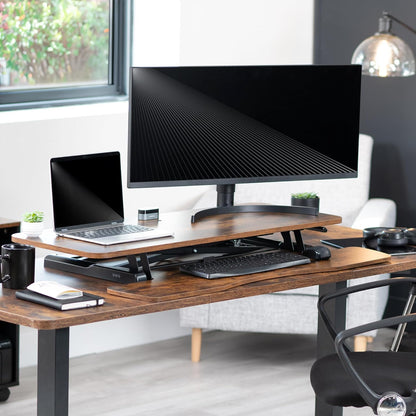 VIVO 26 inch Desk Converter, K Series, Height Adjustable Sit to Stand Riser, Dual Monitor and Laptop Workstation with Keyboard Tray, Black, DESK-V026KB
