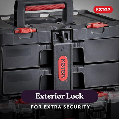 Keter Stack-n-Roll Two Drawer Tool Box for Small Parts and Power Tool Accessories, Fits Keter Modular Tool Storage System