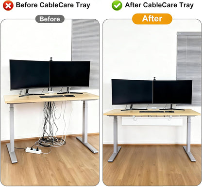 Oxford Cloth Under Desk Cable Management Tray,No-Drill 36" Desk Cable Management Organizer with Clip/Screw Installation,Fabric Cable Management for Home,Office & Gaming Computer(Black)