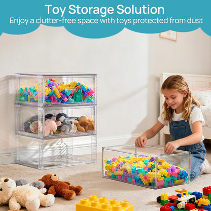 Vtopmart 2 Pack Large Clear Stackable Storage Drawers 27QT, Easily Assemble Plastic Closet Storage Bins, Dust-Proof UnderBed Organizer for Clothing, Sweater Organization
