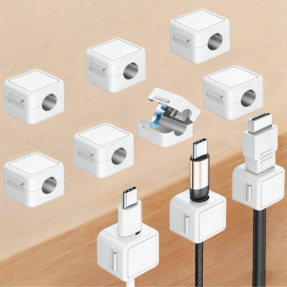 10 Pack Cord Organizer, Magnetic Cable Management, Cord Holder for Desk, Adhesive Cable Clips Wire Keeper for Nightstand, Home, Office, Desktop, Car, Wall (Black)