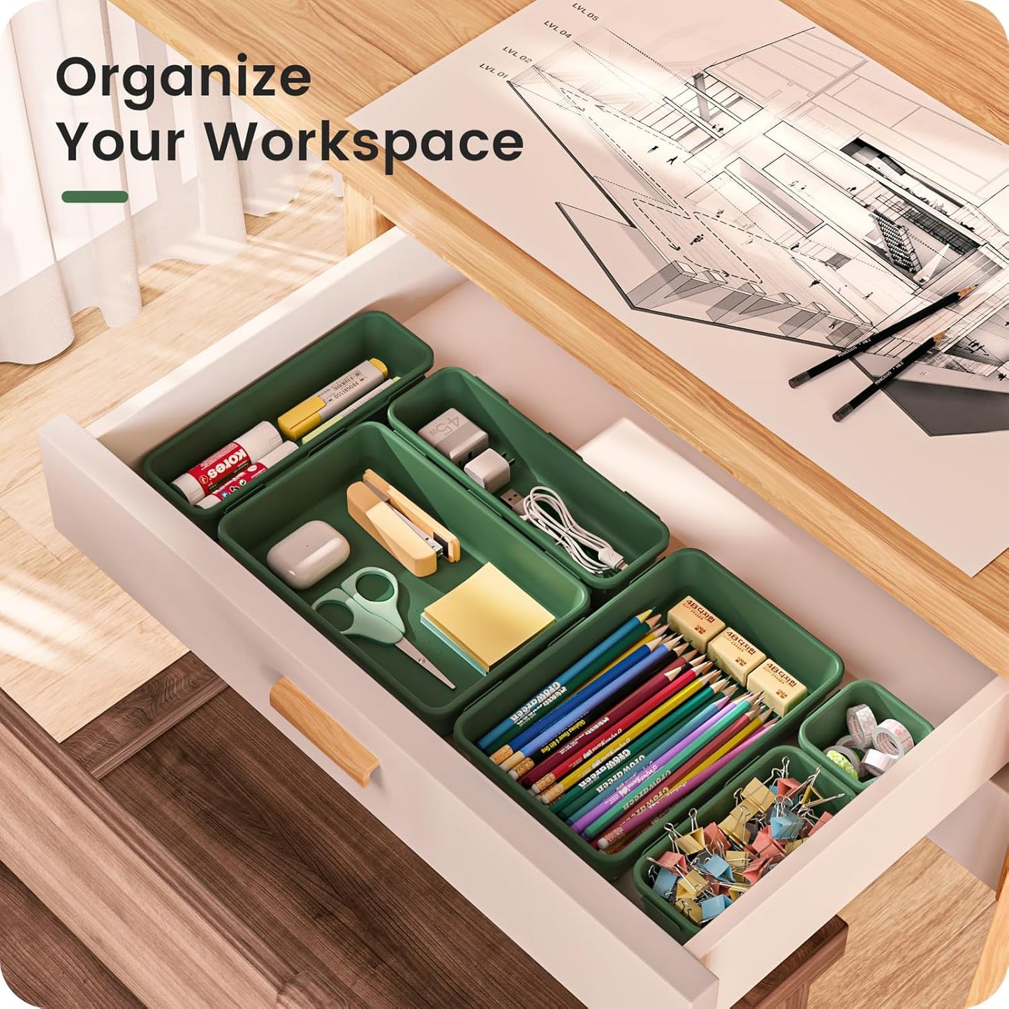 【Military Grade】A-LuGei Drawer Organizer, 【𝟱𝗦𝗶𝘇𝗲】 Makeup organizer, 【Holds 177 Items】 Bathroom Organizers and Storage, Organization and Storage, Desk Drawer Organizer for Bathroom Vanity