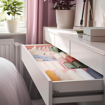 Criusia Drawer Organizer Clothes, 10 Pack Dresser Organizer for Baby Clothes, Underwear, Sock- Foldable Closet Organization and Storage Dividers Bins for Nursery, Bedroom (Beige)