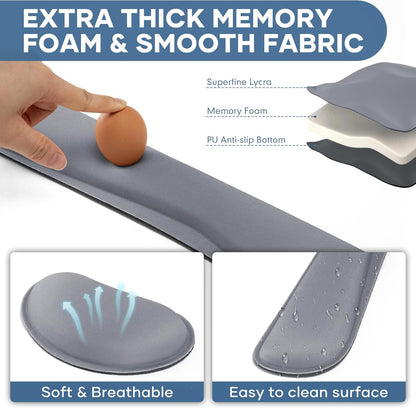 Office Ergonomic Memory Foam Computer Mouse and Keyboard Wrist Rest pad Support Carpal Tunnel, Wrist Rest for Keyboard and Mouse, Wrist Support Set