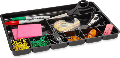 Rubbermaid Extra Deep Desk Drawer Director Tray, Plastic, 11.875 x 15 x 2.5 Inches, Black
