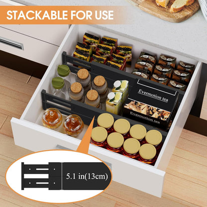 Bamboo Drawer Dividers,17-22" Adjustable Kitchen Drawer Organizer for Clothes,4 Pack Expandable Drawer Organization Separators for Bedroom,Bathroom,Dresser and Office,Natural