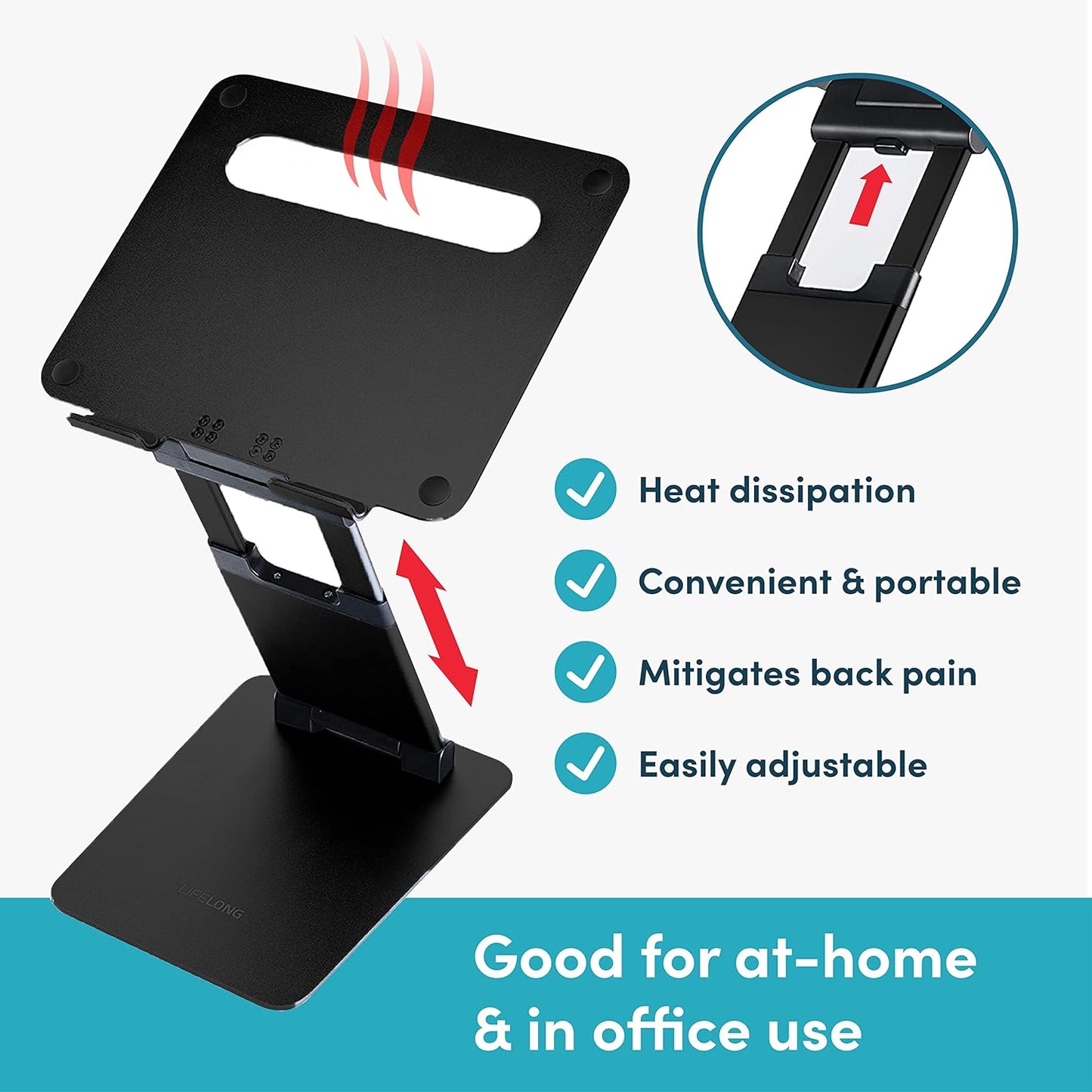 Lifelong Ergonomic Adjustable Laptop Stand for Desk - Height Up to 20" Portable Computer Laptop Riser Holder, Fits All MacBook Air & 10 15 17 Inches Laptops, Back to School Gift for Men & Women