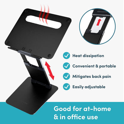 Lifelong Ergonomic Adjustable Laptop Stand for Desk - Height Up to 20" Portable Computer Laptop Riser Holder, Fits All MacBook Air & 10 15 17 Inches Laptops, Back to School Gift for Men & Women