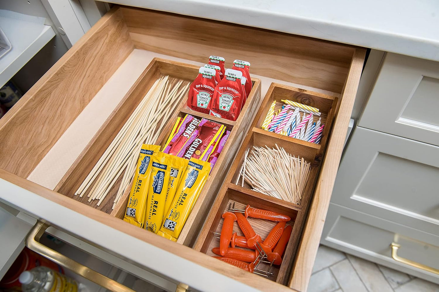 Lipper International 824, Bamboo Wood 4-Compartment Organizer Tray, 11 5/8" x 7 7/8" x 1 3/4"