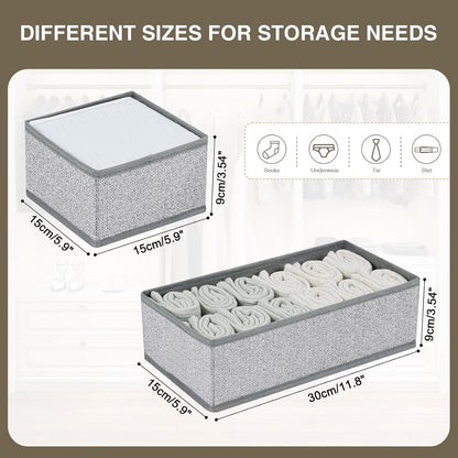DIMJ Drawer Organizers Clothes, Dresser Organizer Bins for Baby Clothes,Underwear and Sock, Fabric Closet Organization and Storage Boxs, Drawer Dividers for Nursery, Clothing, Tie - 4 Pack, Beige